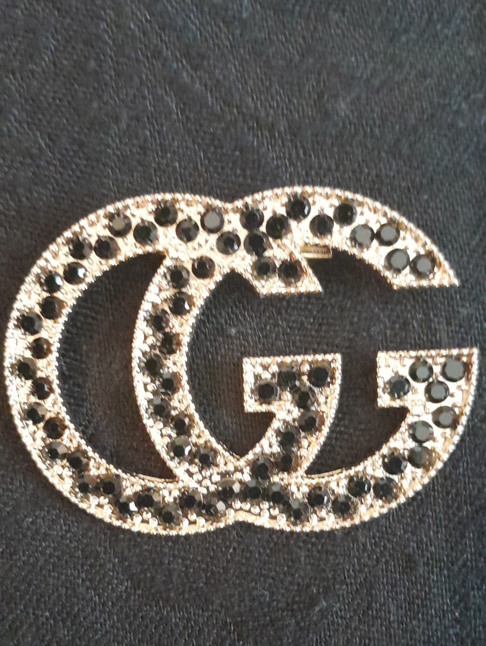 Rhinestone Brooch in Gold & Black